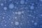 Abstract background, web banner of tiny air bubbles suspended in a thick blue liquid