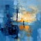 Abstract Backlit Boat Painting In Mediterranean Sea