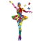 Abstract ballerina patterned in colored butterflies