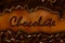 Abstract banner of chocolate with the inscription.