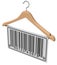 Abstract barcode label on wooden hanger