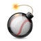 Abstract baseball shaped like a bomb