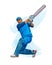 Abstract batsman playing cricket from splash of watercolors, colored drawing, realistic