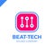 Abstract beat tech equalizer music logo box design in vector.