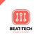 Abstract beat tech equalizer music logo box design in vector.