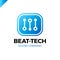 Abstract beat tech equalizer music logo box design in vector.