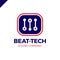 Abstract beat tech equalizer music logo box design in vector.