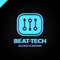 Abstract beat tech equalizer music logo box design in vector.