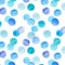 Abstract beautiful artistic tender transparent bright blue, navy, aquamarine, turquoise, circles pattern watercolor hand sketch