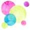 Abstract beautiful artistic tender wonderful transparent bright colorful circles different shapes pattern watercolor