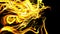 abstract beautiful background of glowing yellow flow of lines made of particles. Lines form abstract beautiful curls in