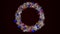 Abstract beautiful Christmas wreath consisting of white shimmering snowflakes and decorated by multicolored shiny balls