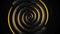 Abstract beautiful hypnotic rotating spiral of wide bended stripes surrounded by yellow rings, seamless loop. Animation