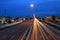 abstract beautiful red light blur expressway street and blue sky