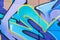 Abstract beautiful street art colorful graffiti style closeup. concept of modern design, iconic urban culture youth
