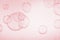 Abstract Beautiful Transparent Pink Soap Bubbles Background. Defocus, Blurred Celebration, Romantic Love Valentines Theme. Circles