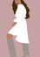 Abstract beautiful woman in white dress posing. Fashion trendy model silhouette.