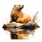 Abstract Beaver: A Vibrant Optical Art Illusion In Golden Palette