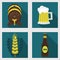 Abstract beer icons set with long shadow