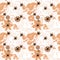 Abstract beige ornament seamless pattern on white