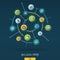 Abstract big data background. Digital connect system with integrated circles, flat thin line icons. Vector infographic.