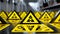 Abstract Biohazard Signs on White Marble Countertop - Clean and Striking Laboratory Composition