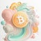 Abstract bitcoin Illustration in pastel colors on dynamic background. Generaive AI