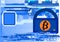 Abstract Bitcoin security background.