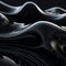 Abstract black background, wavy polished metamorphosis 2