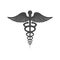 Abstract black caduceus sign