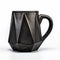 Abstract Black Coffee Cup With Metal Triangle Design