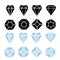 Abstract black and color shine diamond cristal collection icon for gemstone concept design