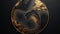 Abstract black golden grunge marble round wavy background. Generative AI