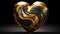Abstract black and golden marble heart background. Generative AI