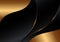 Abstract black golden smooth wave shape and lines background template luxury style