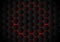 Abstract black hexagon pattern on red neon background technology style. Honeycomb