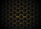 Abstract black hexagon pattern on yellow neon background technology style. Honeycomb