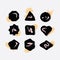 Abstract black inky hand drawn shapes icons set