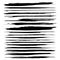 Abstract black long textured strokes paint set on a white background