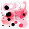 Abstract Black And Pink Geometric Shapes: Modern Ink Painting