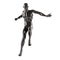 Abstract black plastic human body mannequin over white background. Jumping pose