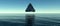 Abstract Black pyramid floating above an ocean