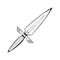 Abstract Black Simple Line Metal Sword Knife Dagger Blade Weapon Doodle Outline Element Vector Design Style Sketch Isolated