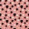 abstract black strawberry patern on pink background. Ð¡ute print with modern trending palette