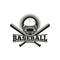 abstract black and white baseball helmet with bats logo.