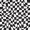 Abstract black and white distorted checkered pattern