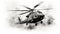 Abstract Black And White Helicopter: A Powerful And Emotive Artwork