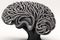 An abstract black and white sculpture or model of a human brain shaped like a tree. Generative AI.