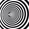Abstract black and white striped optical illusion. Geometric hypnotic spiral. Geometrical wormhole shape pattern
