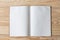 Abstract Blank one white paper on wooden table top view background concept for empty letter business sheet, plain brochure mock up